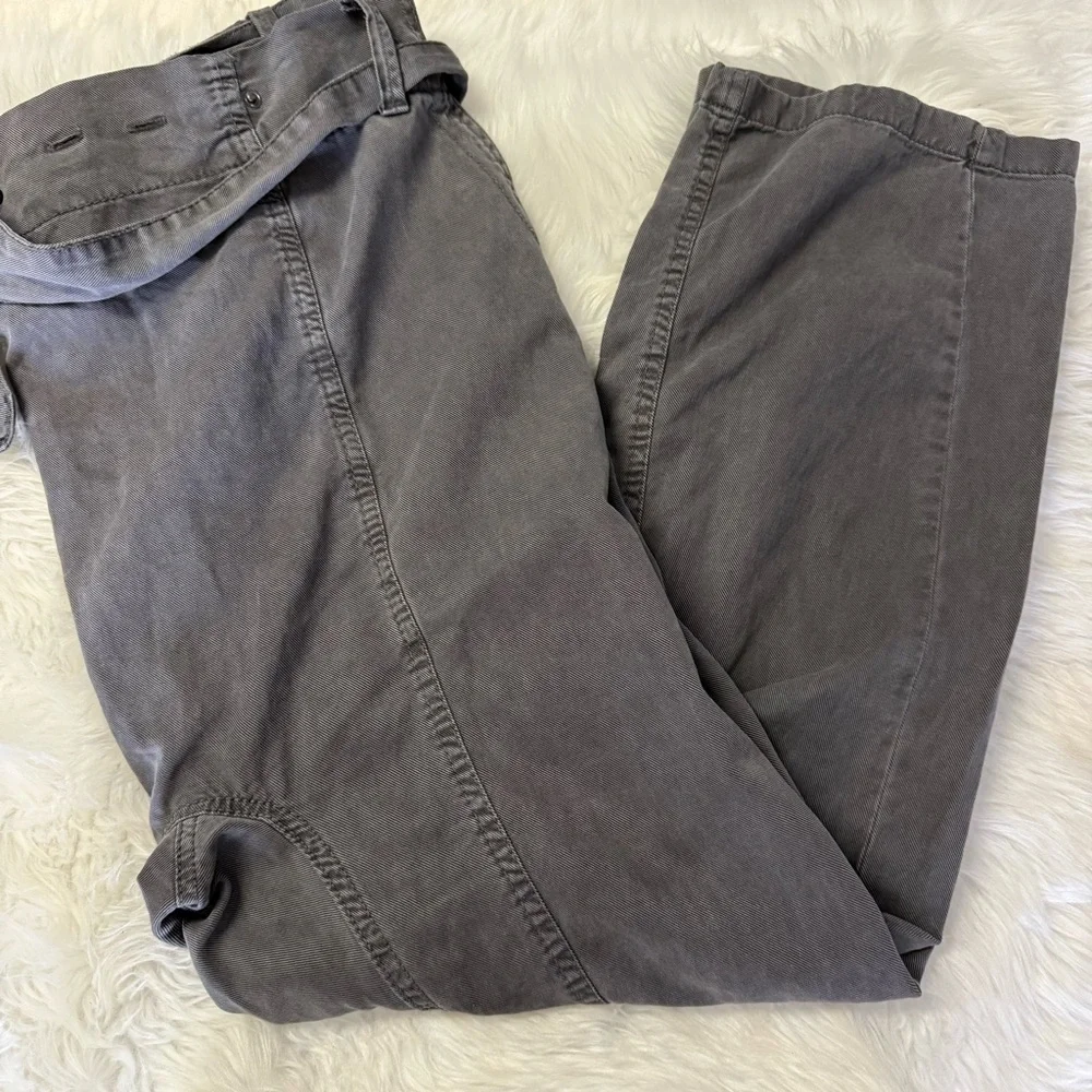 Zara Belted Utility Trouser Pants Size Small Anthracite Gray women’s relaxed